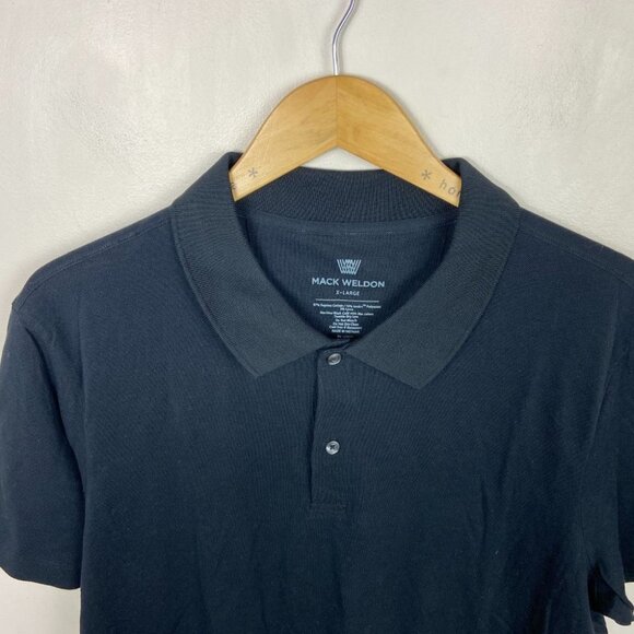 NEW Mack Weldon Silver Pique Polo Shirt True Black Size XL Short Sleeves Collar - Picture 4 of 8
